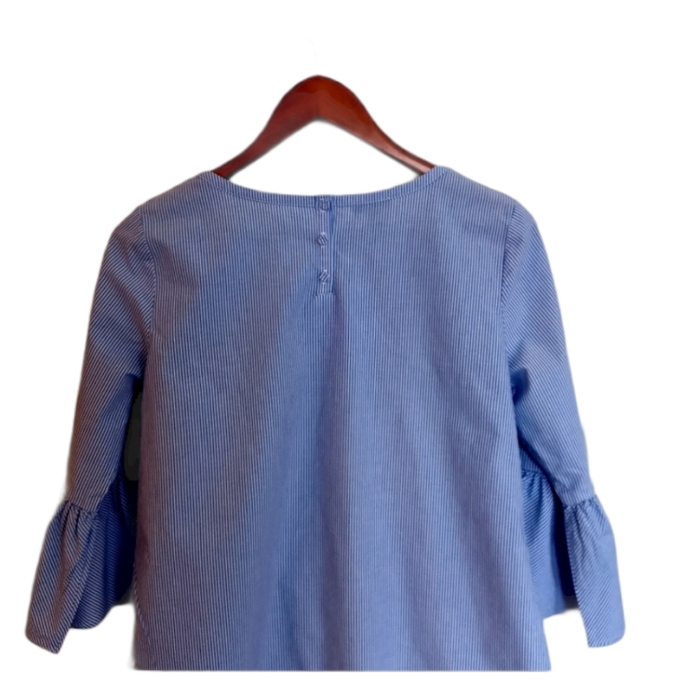 Talbot's Ruffle Sleeved Striped Blouse - M/P - Picture 2 of 4